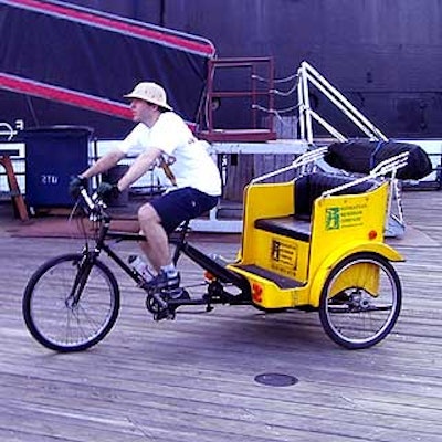 Pedicabs from Manhattan Rickshaw Company helped guests get to the Circle Lines cruise ship at Pier 16.