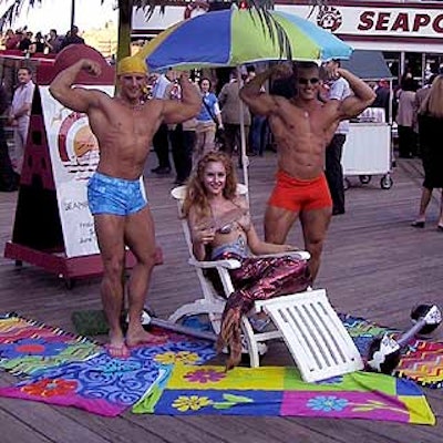 Karin Bacon Events hired models to pose as musclemen and a mermaid for Alize's Cruise to Passion event.
