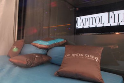 The logo of the Water Club, another sponsor, appeared on pillows in the outdoor cabanas.