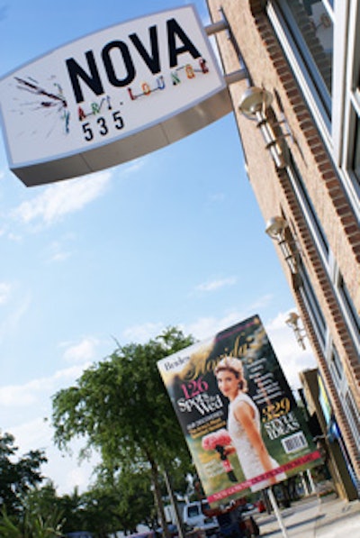 A poster of the magazine's cover was set up just outside the main entrance to Nova 535.