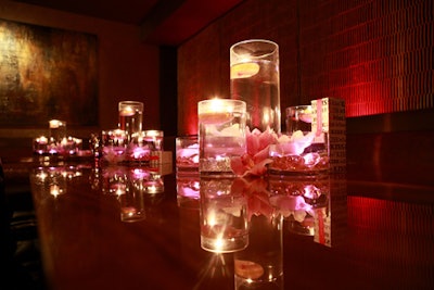 Candles glowed on tabletops for a romantic look.