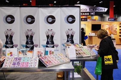 Chicago company the Cocoa Room displayed its colorful candies in oversize martini glasses and gift boxes.