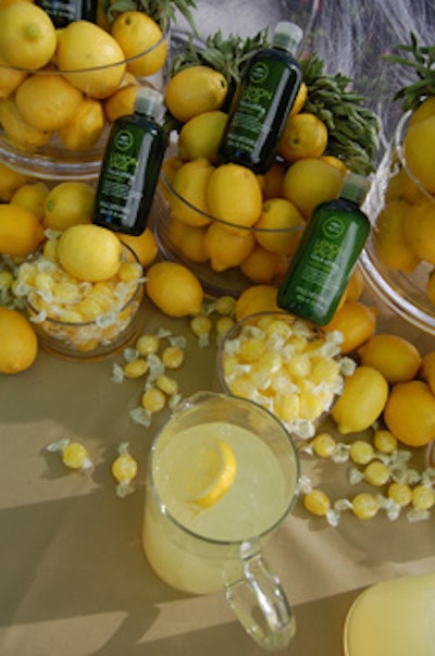 Each cabana incorporated a product's ingredients—the Lemon Sage cabana was decorated with lemons and lemon-flavored hard candies—and stocked with a garden-party-appropriate drink, like fresh sage lemonade.