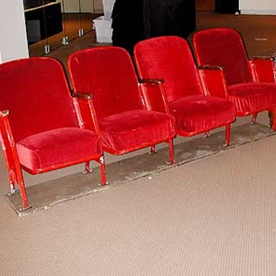 Four red theater seats were brought in to emphasize the film aspect of the event.