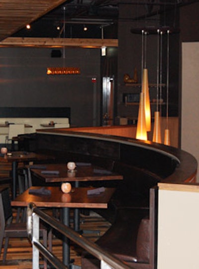 The semiprivate mezzanine space overlooks ZED451's main dining room.