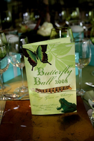 Programs for the evening were printed on recycled paper and placed on each guest's dinner seat.