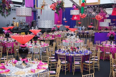 Event designer Bill Heffernan wanted 'full-blown color' in the 100- by 100-foot tent where guests had dinner and danced.