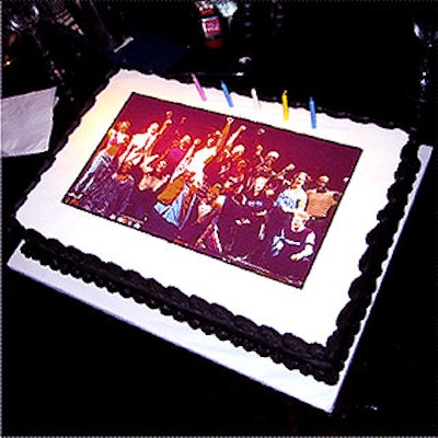 Cakes 'N Shapes made a cake showing a photo of the original cast of Rent.