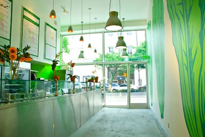 The eco-friendly restaurant maximizes natural light.