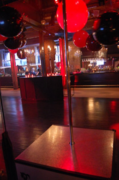 Two poles were placed on opposite ends of the dance floor.