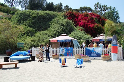 A white picket fence on the beach contained the intimate event.