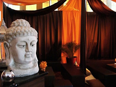 Buddha statues decorated the reception area and main dining room at the Eagles Nest Golf Club.