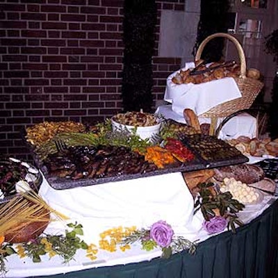 Buffet tables from restaurants including Aquavit, China Grill and the Hudson Cafeteria were set up throughout the Boathouse.