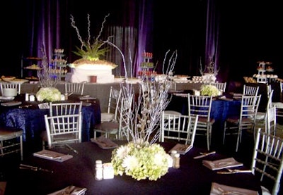 The adults' dining room echoed a 'Starry Starry Night'-esque ambience with elegantly draped tables and starry lighting.