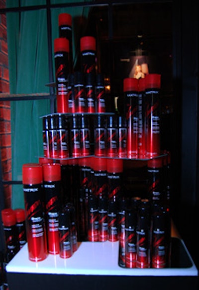 Towers of Vavoom's new Shape Maker hairspray were on display throughout the venue.