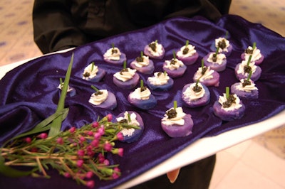 The Hope diamond inspired the Washington State blue potatoes served with crème fraîche and caviar.