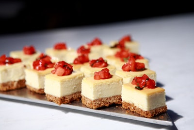 Catering included nods to both the East and West Coasts, with desserts including mini cheesecakes.