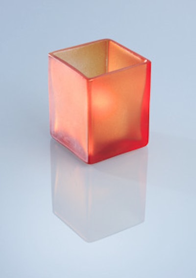 Frosted orange cube, starting at $0.50, available throughout the U.S. from Event Rentals Unlimited in Atlanta.