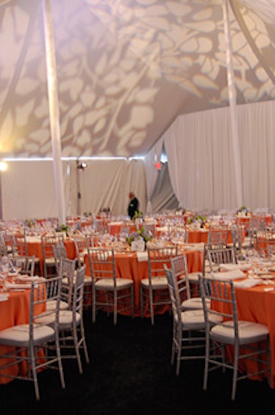 The lighting installation also illuminated the tent where a sit-down dinner and award ceremony took place.