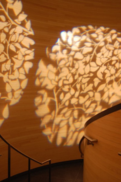 Frost Lighting projected a floral-themed design on the museum's staircase wall.