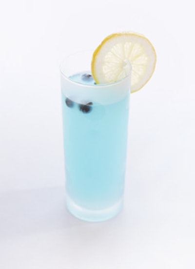 Blue bayou, with Alizé Bleu, lemonade, and blueberries, from Ginger Island Cuisine.