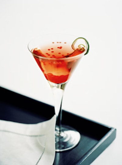Cape Cod caviar, with cranberry juice (formed into beads with alginate), sparkling vodka, and lime juice, from Canard Inc. in New York.
