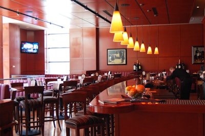 The upstairs bar can accommodate parties of 150 guests.