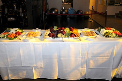 Morton's the Steakhouse provided food stations, including tables with crudités and fruit.
