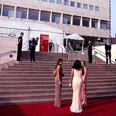 Before the Council of Fashion Designers of America's (CFDA) American Fashion awards at Lincoln Center, guests walked a lengthy red carpet to a pre-party at a tent behind Avery Fisher Hall.