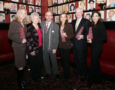 Pictured (left to right) are Patti Golden, Aramark; June Briggs, founder of Briggs Inc.; Anthony Napoli, president of Briggs Inc.; Pat Daily, Theatre Direct/Showtix; John Sweeney, the Westin Times Square; Andrea Roman, the Palm, West Side.