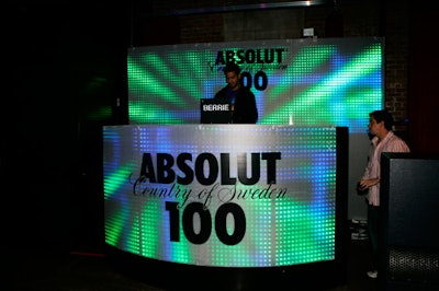 The DJ booth featured computerized LED displays.