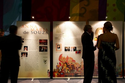 A display detailing Anna Maria de Souza's history with the Brazilian Carnival Ball sat in the reception area.