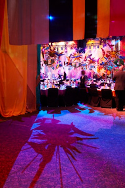 Fabric panels created an entrance to the ballroom.