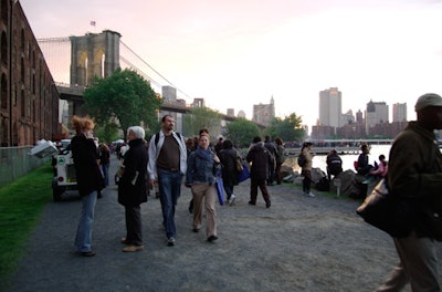 Visitors bounced between the Empire-Fulton Ferry State Park and the Main Street sections of Brooklyn Bridge Park for different views.