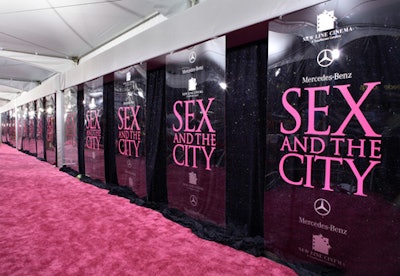 The 300-foot arrivals area combined a Swarovski crystal-embedded pink carpet with a step-and-repeat.