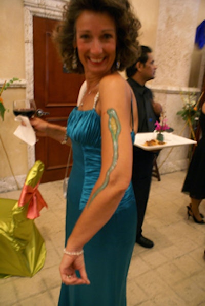 Patrons were encouraged to become one with the jungle by applying a temporary tattoo from the two body painting stations.