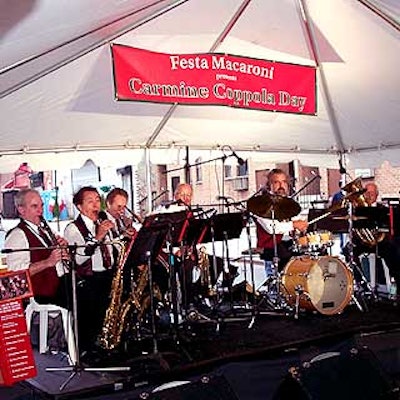 An Italian band from Swing Street played upbeat Italian-American standards. Singer Nino Morealle (second from left) was a singer in The Godfather.