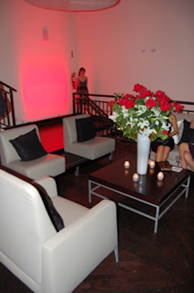 Infiniti brought in sleek lounge furniture for the V.I.P. area, which was illuminated in red light to play up the evening's 'red or white' theme.