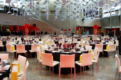 In keeping with the Mars theme, Solutions With Impact dressed the dining room in red and black.