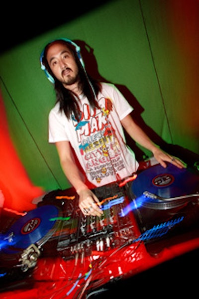 DJ Steve Aoki spun for the mostly hipsterish crowd.