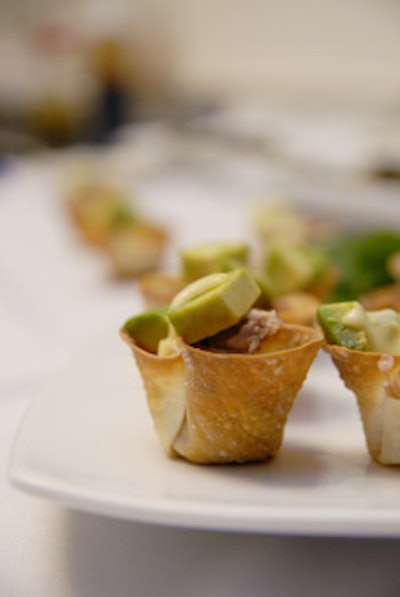 Confit duck with concasse avocado, topped with a bernaise sauce served in a pastry cup.