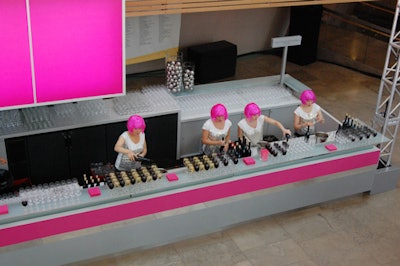 Bar staff served drinks in pink wigs and sparkling silver T-shirts.