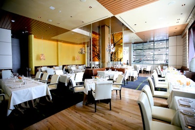 The main dining room has a modern look.
