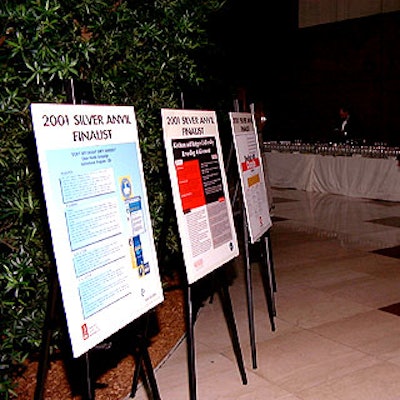 The lobby of the Equitable Center welcomed guests with signage displaying the award finalists' names and submissions. (Photo by Cyberpix)