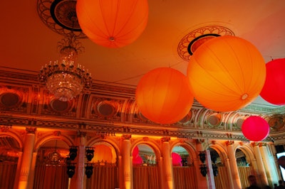 Giant Chinese lanterns designed by David Beahm illuminated the room.