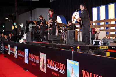 John C. Reilly performed in character as Dewey Cox at the Walk Hard premiere arrivals, produced by 15/40 Productions.