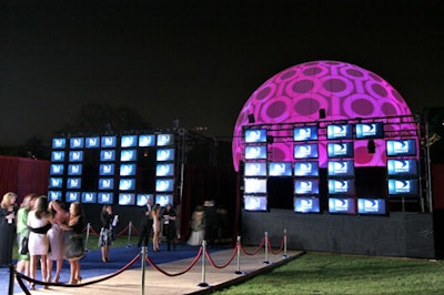 For DirecTV's Emmy after-party, Firefly LA used 50 plasma screens to spell out '100 HD.'