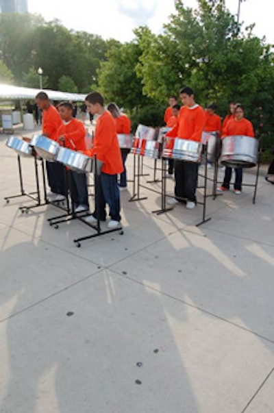Entertainment lasted the whole night through, beginning with a performance from the Roberto Clemente High School Steel Drum Band.