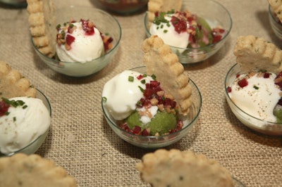 Bruce Sherman of Chicago's North Pond served anise, hyssop, and goat cheese sorbets with rhubarb relish and herbed shortbread cookies.