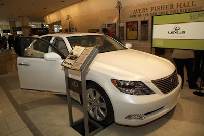 Sponsor Lexus displayed a hybrid car inside Avery Fisher Hall.